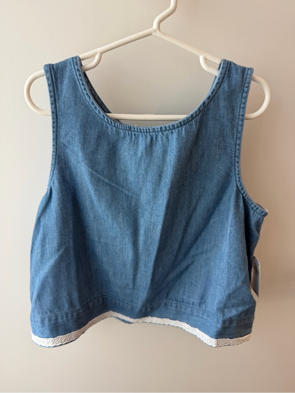 Girls' Blue Denim Tank Top and matching pants with Lace Trim, NWT